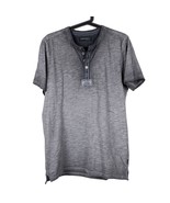 Dream Supply Henley Shirt M Mens Zimego Distressed Gray Buttons Short Sl... - £12.36 GBP