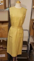 Vintage YELLOW Shift Dress CARET 4 Front Pockets SIZE 10 - £21.88 GBP