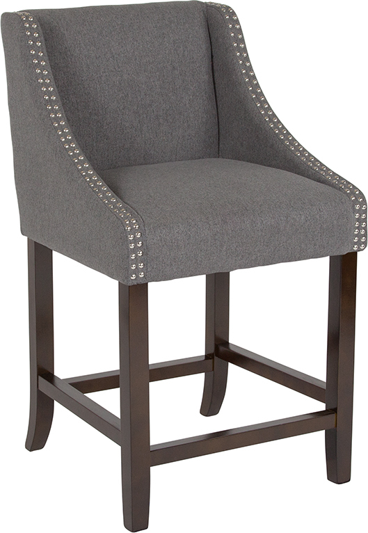 24" Gray Fabric/Wood Stool CH-182020-24-DKGY-F-GG