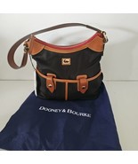 Dooney &amp; Bourke Black Nylon &amp; Brown Leather  Hobo Bag nwt BCAMD 1781 BLKR - £85.24 GBP