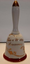 Lefton  Porcelain 40th Anniversary Bell  Gold Trim Doves Vintage 1960s - £15.97 GBP