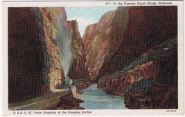 Postcard D&amp;RGW Train At Hanging Bridge Famous Royal Gorge Colorado - £2.84 GBP