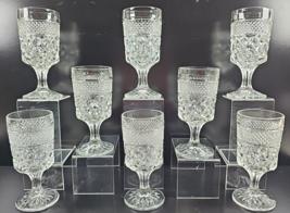 8 Anchor Hocking Wexford Water Goblets Set Vintage Clear Cut Drink Stemware Lot - $68.97