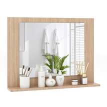 Rectangle Bathroom Mirror with Shelf 23.5 x 17.5 Inch and Wood Frame-Brown - Col - $2,391.60 MXN