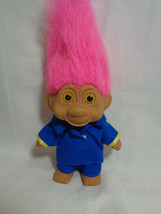 Vintage 1991 TNT Troll Golden Yellow Eyes Hot Pink Hair - Royal Blue Outfit - £3.86 GBP