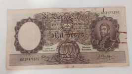 1000 mil Pesos Argentina Banknote Bill Cash Money 40s 50s - £7.10 GBP