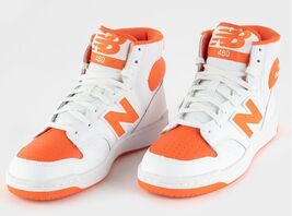 GENUINE NEW BALANCE 480 SIZE 10 D MENS WHITE BRIGHT ORANGE HIGH TOP SNEAKER - $72.99