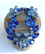 Vintage Juliana D&amp;E Verified Blue Swag Bead Navettes Brooch Pin Earrings... - $179.95