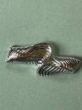 Large Silvertone Swirl w Slits Brooch Pin - 1 and 5/8th’s x 1.25 inches - - $13.09