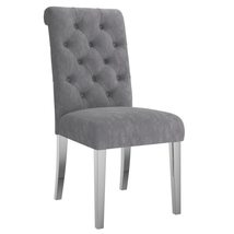 Contemporary Velvet and Stainless Steel Side Chair, Set of 2 - Grey and ... - £497.60 GBP