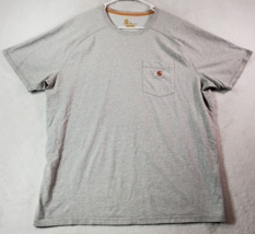 Carhartt T Shirt Mens XL Gray Knit Cotton Pocket Short Sleeve Logo Round... - £10.86 GBP