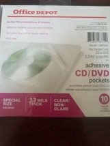Office Depot Adhesive CD/DVD Clear Non-glare Pockets 20 Pockets 2/10 Pks... - $15.79