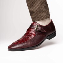 Toluca genuine crocodile and lizard dress monk strap Wine image 7