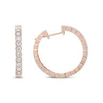 Exquisite 18k Rose Gold Cttw Round Bezel-set Diamond Hoop Earrings - $3,630.00