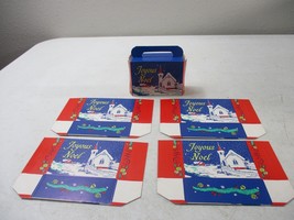 Vintage 5 Pack Gift Boxes with Handles Joyous Noel Country Church Ornaments No 5 - £9.32 GBP