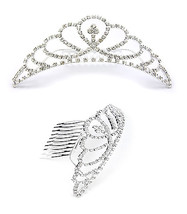 Tiara w/ Side Comb - Clear Crystal Stones - CB-T3246 - £26.12 GBP