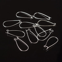 10 Kidney Earring Wires Silver Ear Wires Dangle Earwires Long Findings - £4.04 GBP