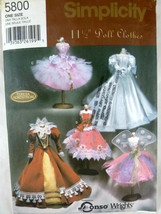 Simplicity 5800 11 1/2&quot; Doll Clothes Pattern Teresa Nordstrom Victorian fairy UC - £8.71 GBP