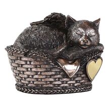 Cat Sleeping in Basket Urn Pet Memorial - $59.98
