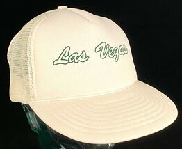 Las Vegas Hat-Snapback-Rope Bill-Mesh-White-Vtg - $16.49
