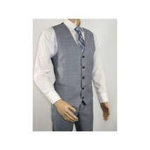 Men Suit BERLUSCONI Turkey 100% Italian Wool Super 180's 3pc Vested #Ber7 Sky image 8