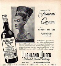 1947 Print Ad Highland Queen Scotch Whiskey Queen Nofretete - $11.81