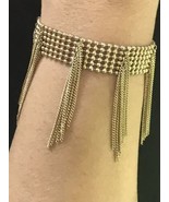 Vintage Mesh Gold Tone Bracelet With Dangle Chains 7” - $50.02 CAD
