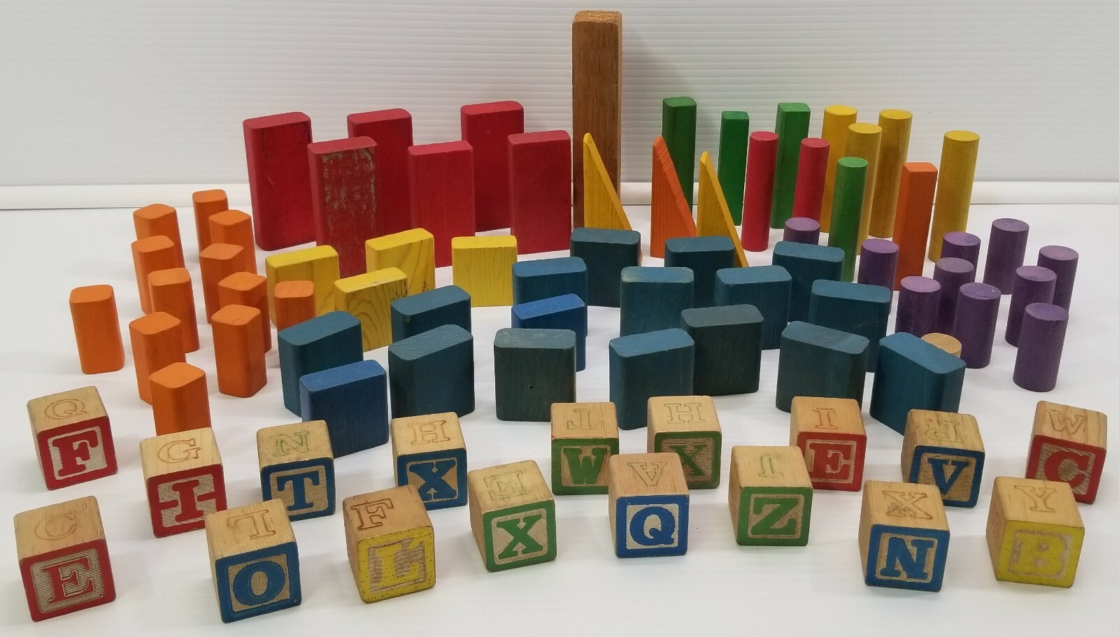 KK) Vintage Lot of 82 Piece Wooden Toy Blocks Letters - $29.69