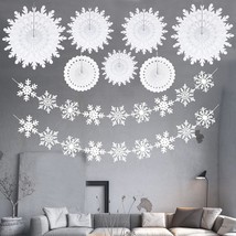 Snowflake Snow White-Silver Christmas-Frozen Party-Decorations - 9Pcs Winter Gir - £22.37 GBP