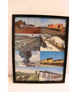 VINTAGE RAILROAD POSTERS/PRINTS - 8 POSTCARD COLLAGE- MIXED - FRAMED 12&quot;... - $8.60 CAD
