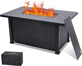 , 50000Btu Rectangle Fire Table With Cover &amp; Rain Cover, Sturdy Steel And Iron F - £602.19 GBP