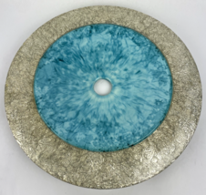 Round Designer Glass Vessel Sink Blue MetallicSilver Modern Decor Design... - $147.51
