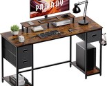 55 Inch Computer Desk With Non-Woven Storage Drawers And Monitor Stand H... - $222.99