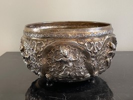 Vintage Large Thai Burmese Repousse Sterling Silver Offering Bowl 455 Grams * - £791.36 GBP