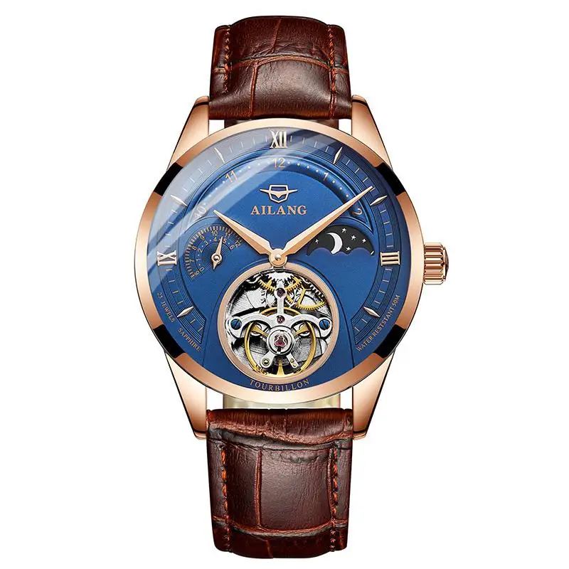 Quality Tourbillon Men's Watch Men Sun And Moon Phase Automatic Diesel Watches M