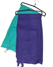 Pantalones Mujer Lino Algodón Verano Vita Medioalta Violeta Verde Made IN Italy - £36.91 GBP