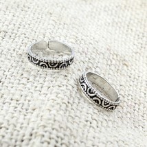 Süß Ethnisch Echt 925 Silber Oxidierte Fuß Zehen Ringe Band - Paar - £25.03 GBP