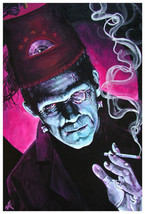 The Oracle Mike Bell Fine Art Print Lithograph Frankenstein Smoking NWT - £15.98 GBP+