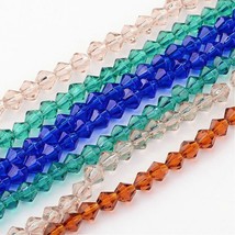 Bead Lot 20    10 inch strands 4mm transparent bicone mix color  BX3 - $14.24