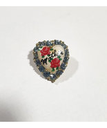 Lovely Small Vntg Heart Brooch with Rhinestones handwritten &quot;Mother&quot; &amp; R... - £32.26 GBP