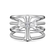 Exquisite 925 Sterling Silver Rhodium 18K Gold Plated Multiple Layer Twisted Cro - £25.89 GBP