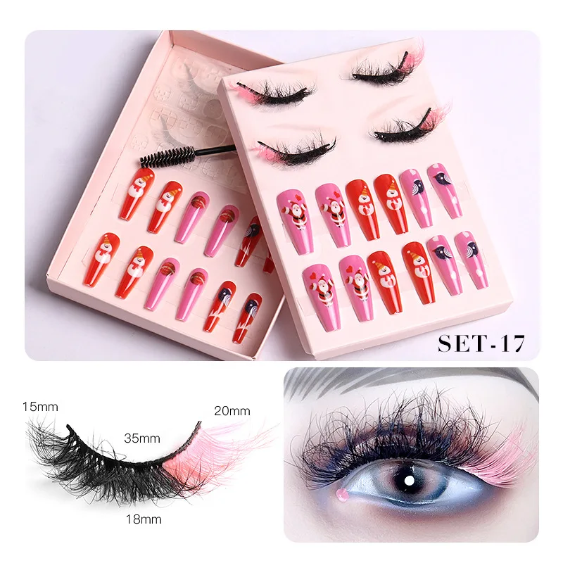 Christmas Decoration Kit 24 Pieces Nail es and 1 Pair False Eyelashes Set 3D Cut - $173.57