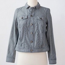 Talbots Blue &amp; White Pin Stripe Denim Jean Jacket Normal Length Size 6 Bust 39 - £34.05 GBP