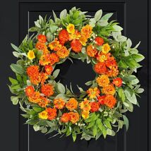 24" Wreath Front Door Wall Porch Artificial Yellow &amp; Orange Summer Home ... - $27.71