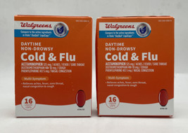 Walgreens Daytime Non-Drowsy Cold &amp; Flu 16 Liquid Caps Pack  2 Exp 11/23... - £14.72 GBP