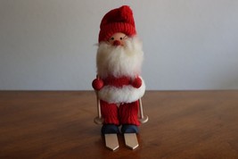 Vintage Scandinavian Sweden Wooden Christmas Tomte Skier Figure Ski&#39;s 7.5&quot; - $390.51 MXN