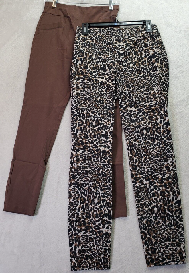 Primary image for Lot of 2 Joe B by Joe Benbasset Pants Womens Medium Brown Leopard Print Pockets