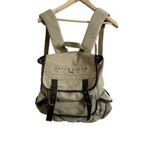 Terra Nova FOX Broadcasting Brown Canvas Leather Strap Backpack Pockets ... - £19.11 GBP
