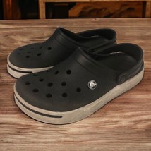 Crocs Crocband II Unisex Size Mens 5 Womens 7 Black White Side Clogs Shoes - $18.80