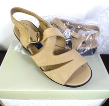 Easy Spirit Tan Brown Wedge Sandal Womens 8 Adjustable Buckle Strap Open Toe - £29.26 GBP